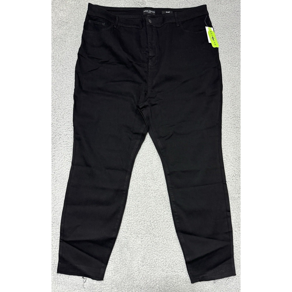 Susan Graver High Waisted Skinny Jeans Black Plus Size 22W Zip Stretch NEW